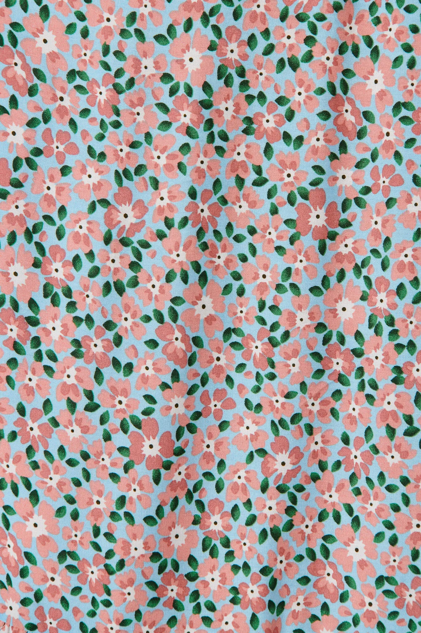 Clairie Maxi Dress In Sky Blue With Pink Ditsy Print
