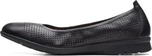 Clarks Jenette Ease Ballet Flat, Black Leather, 8.5 Medium