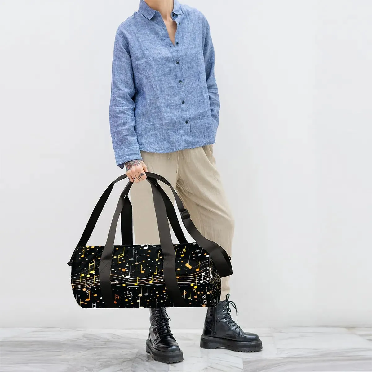 Classic Music Notes Travel Duffle Bag Gym Bag for Women Men Lightweight Carry on Duffel Bag for Sports Gyms Weekend Getaway