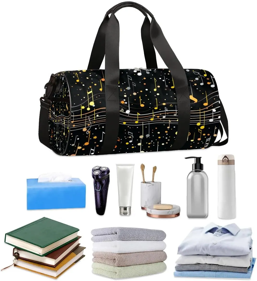 Classic Music Notes Travel Duffle Bag Gym Bag for Women Men Lightweight Carry on Duffel Bag for Sports Gyms Weekend Getaway