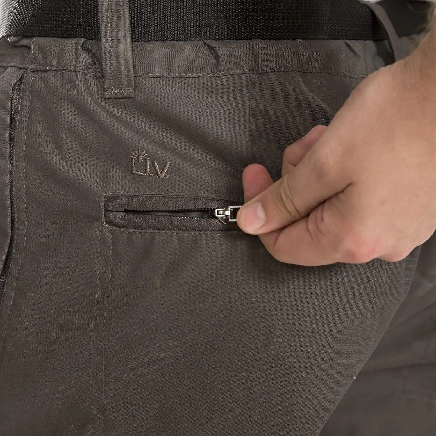 Clifton Active Mens Cotton Pants Belted Quick Drying Trousers