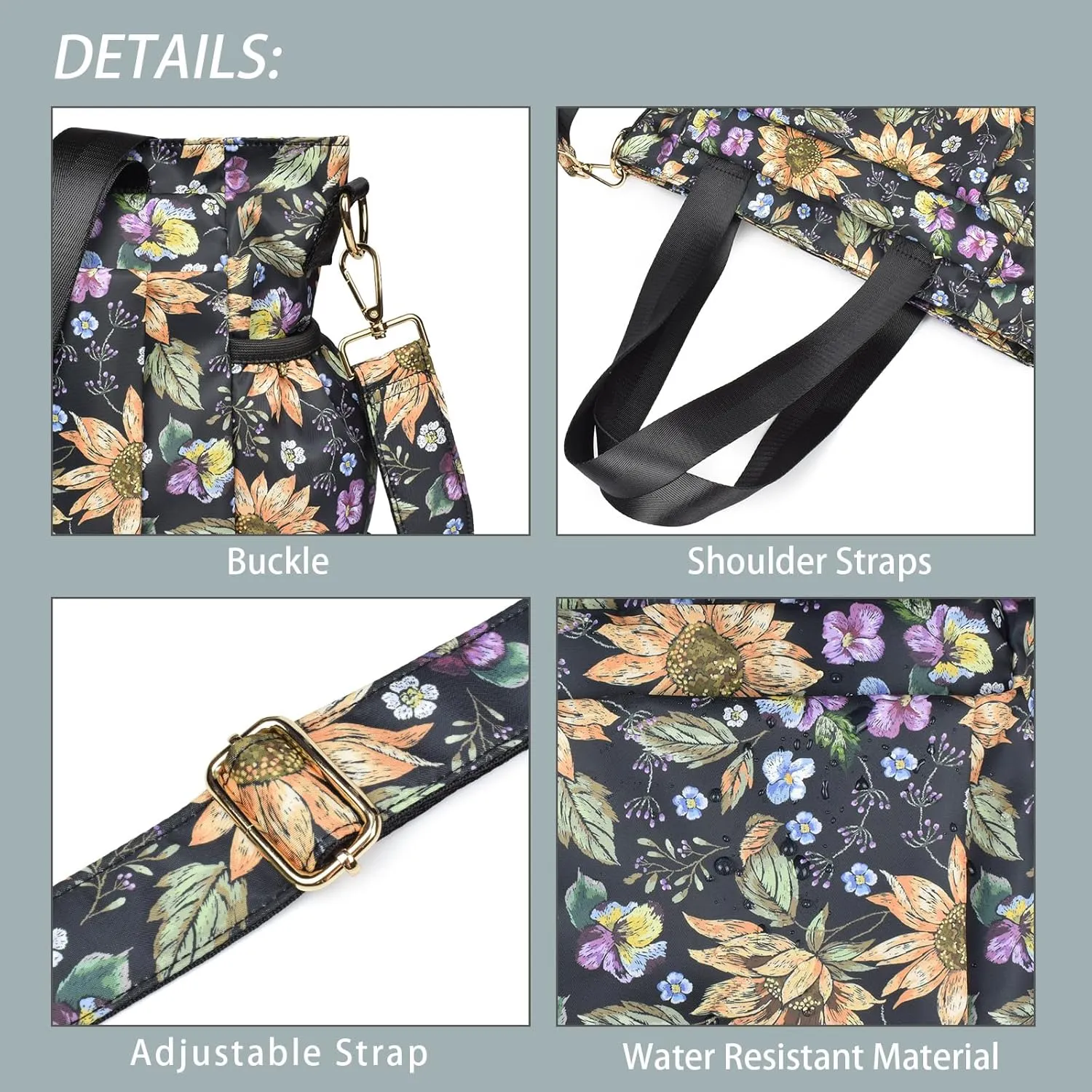 CLOUDMUSIC Crossbody Bags Shoulder Tote Handbag Nylon With Straps Waterproof Multi Bottle Pockets For Women Trendy