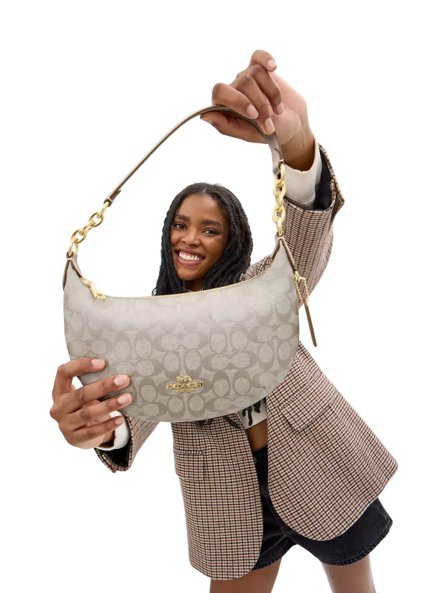 Coach Payton Hobo In Signature Metallic Canvas Champagne Multi