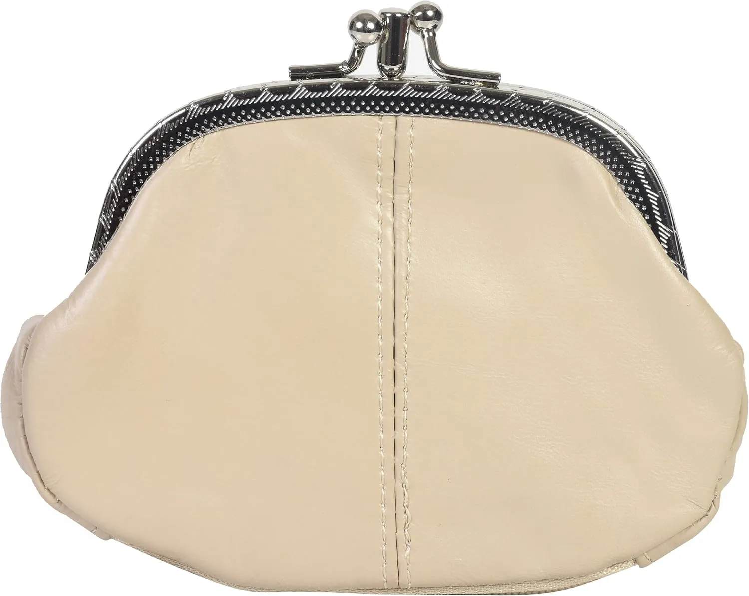 Coin Purse Double Frame with Zipper Pocket - Beige