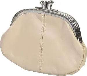 Coin Purse Double Frame with Zipper Pocket - Beige