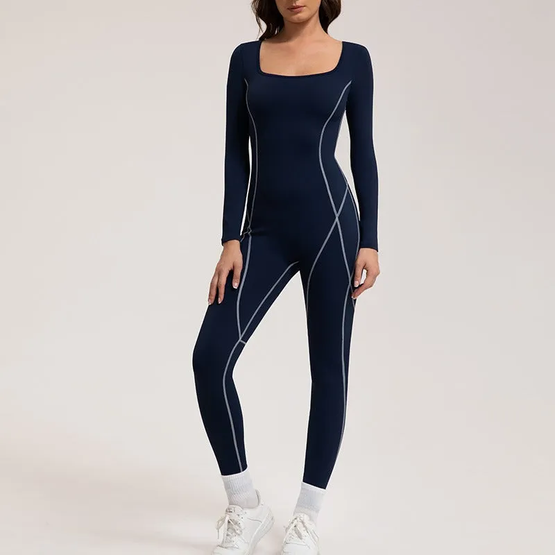Contrast Fleeced Longsleeve Jumpsuit
