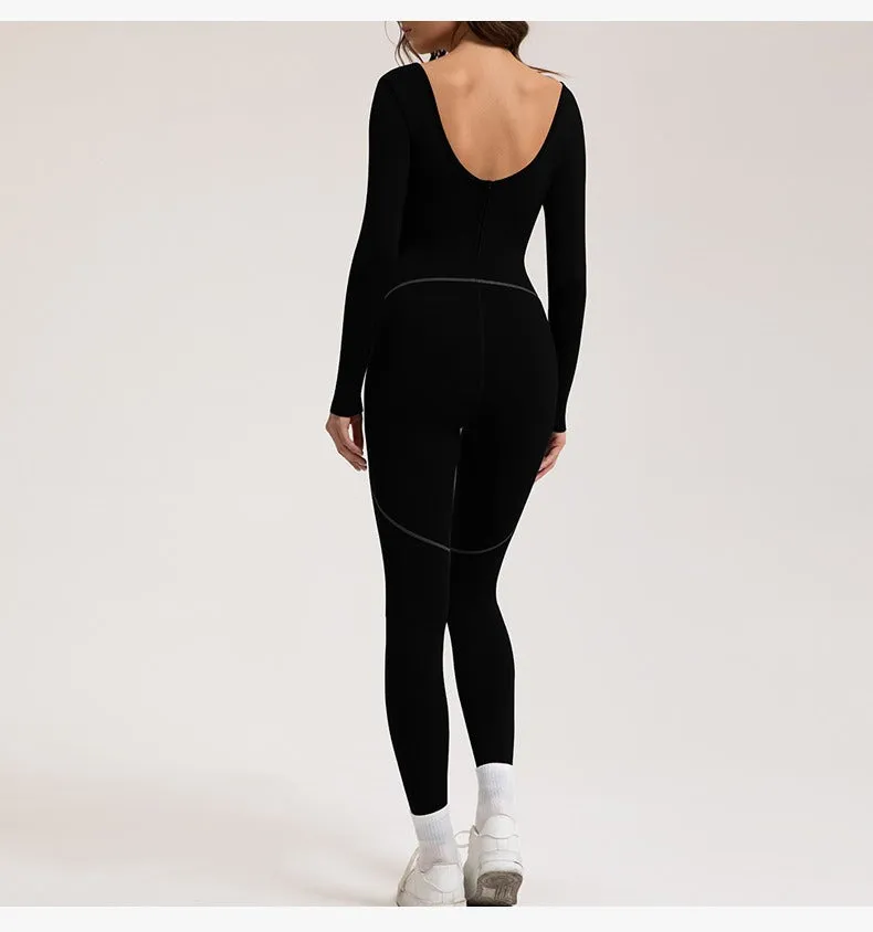 Contrast Fleeced Longsleeve Jumpsuit