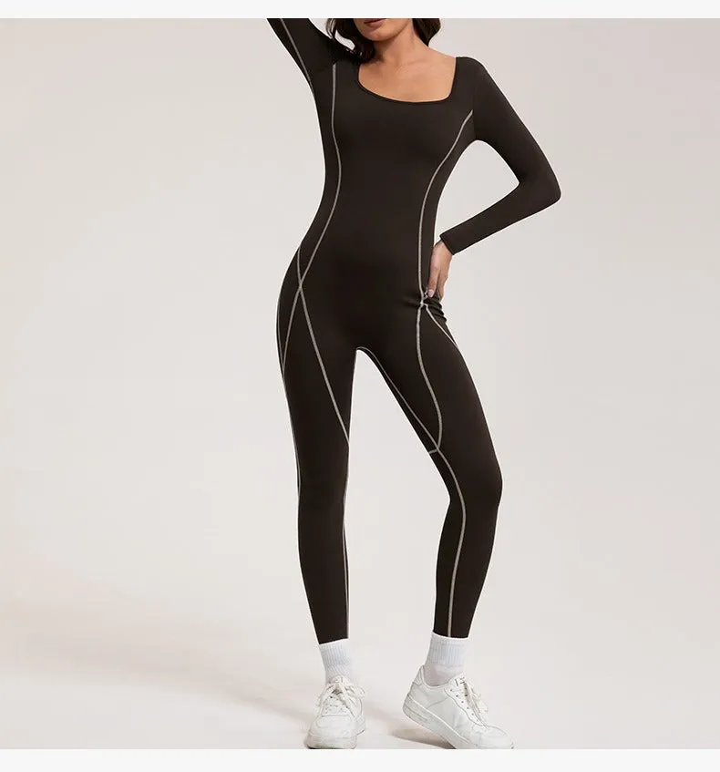 Contrast Fleeced Longsleeve Jumpsuit