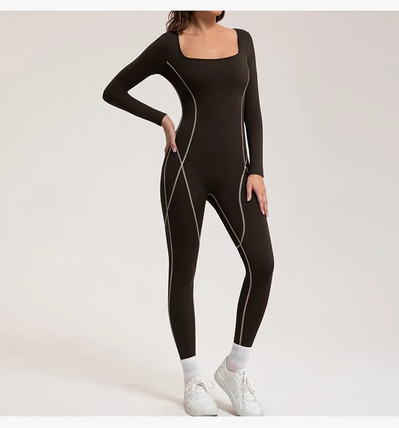 Contrast Fleeced Longsleeve Jumpsuit