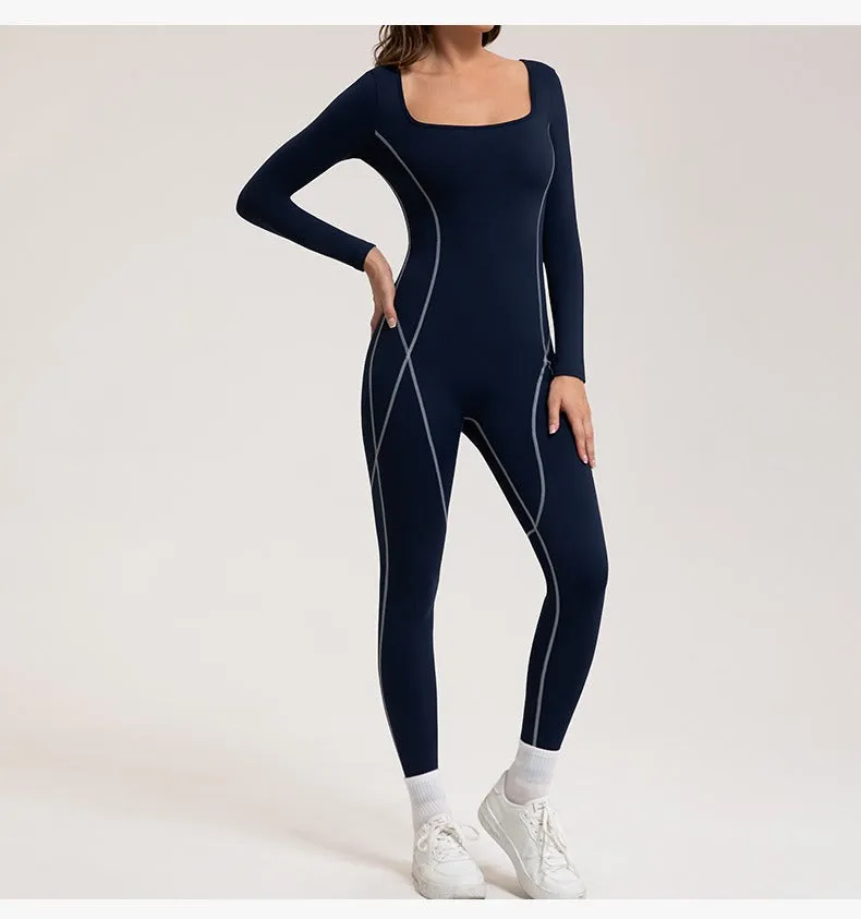 Contrast Fleeced Longsleeve Jumpsuit