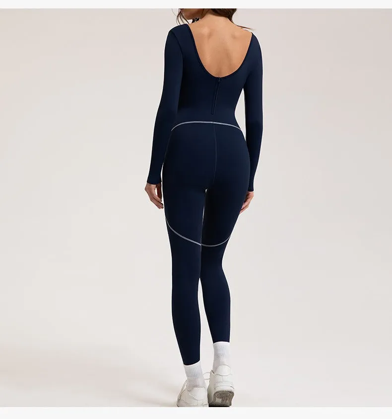 Contrast Fleeced Longsleeve Jumpsuit
