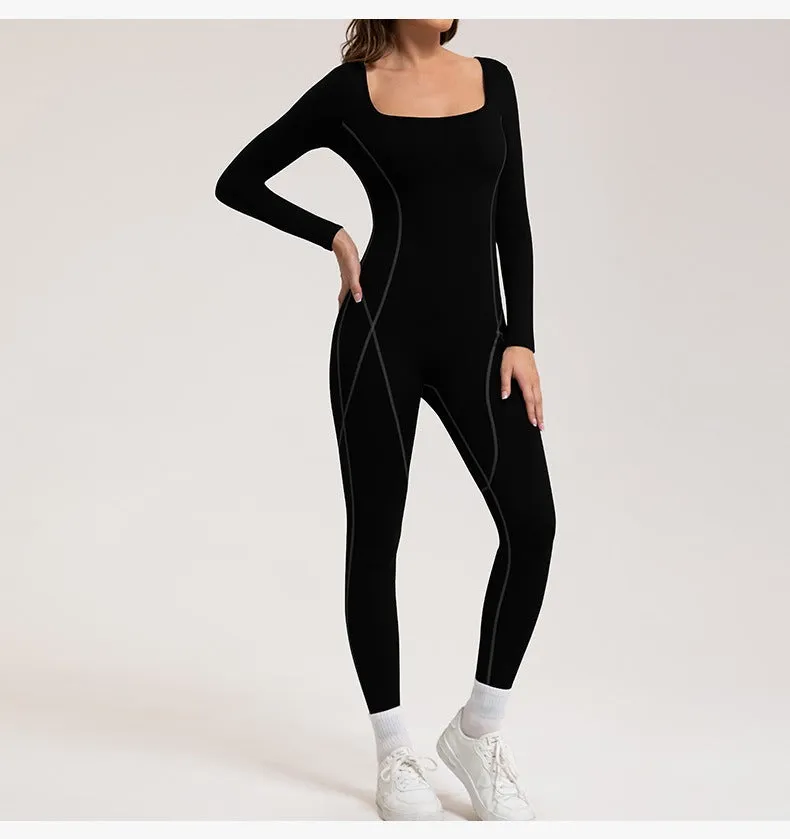 Contrast Fleeced Longsleeve Jumpsuit