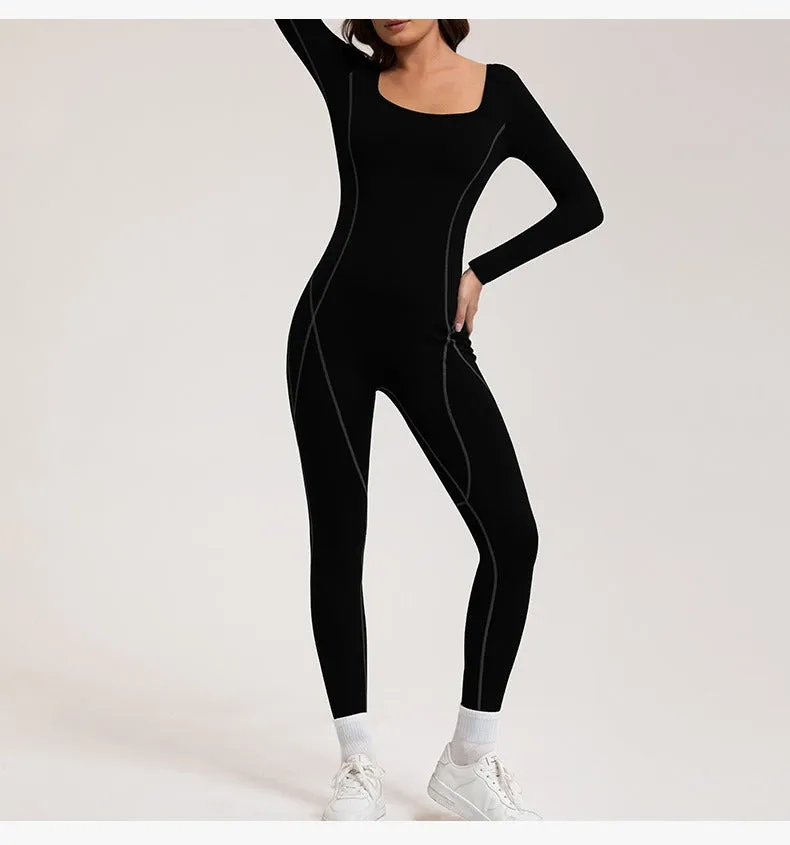 Contrast Fleeced Longsleeve Jumpsuit