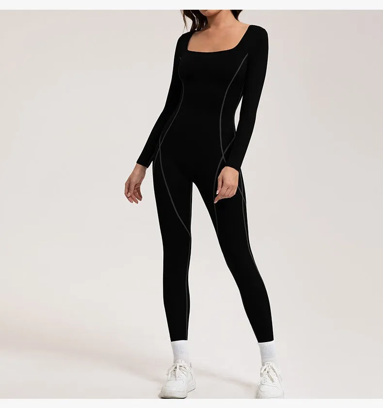 Contrast Fleeced Longsleeve Jumpsuit