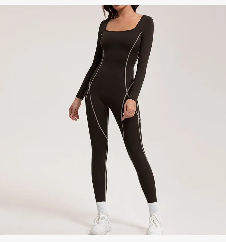 Contrast Fleeced Longsleeve Jumpsuit