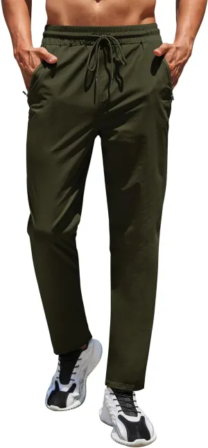 COOFANDY Men's Hiking Pants Lightweight Athletic Pants Quick Dry Active Running Joggers with Zipper Pockets