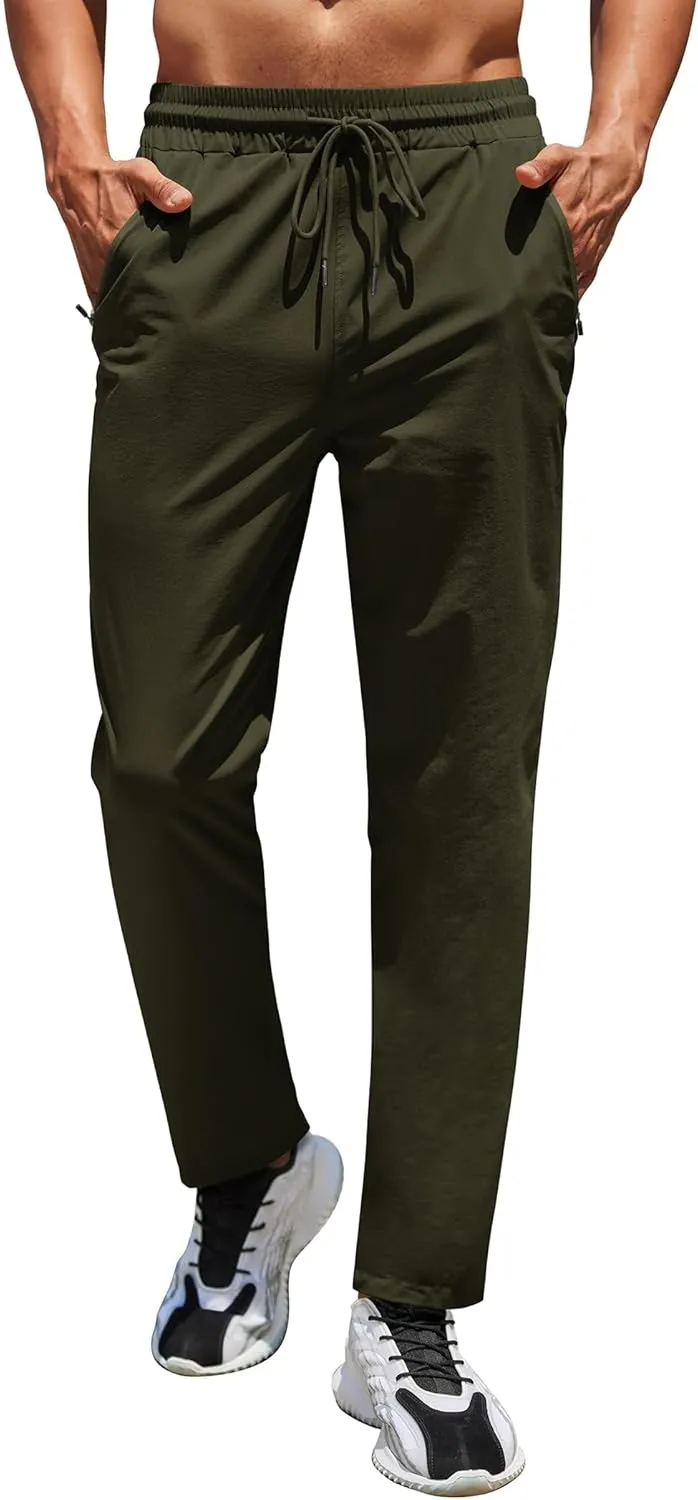 COOFANDY Men's Hiking Pants Lightweight Athletic Pants Quick Dry Active Running Joggers with Zipper Pockets