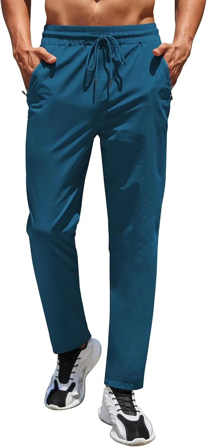 COOFANDY Men's Hiking Pants Lightweight Athletic Pants Quick Dry Active Running Joggers with Zipper Pockets