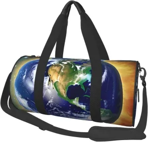 Cosmic Earth* Round Large Capacity Foldable Duffel Bag For Women Men, Gym Tote, Sports Duffel.