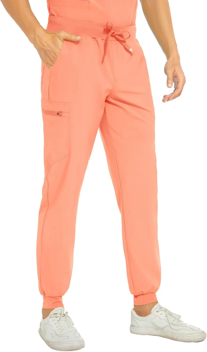 COZYFIT Men Scrubs Set — Stretch V-Neck Scrub Top & Jogger Pant with 8 Pockets, Yoga Waistband, Anti-Wrinkle Scrubs for Men
