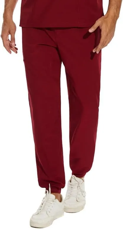COZYFIT Scrub Pants for Men - Slim Jogger Pants with 5 Pockets, Yoga Waistband, Anti-Wrinkle Scrubs for Men