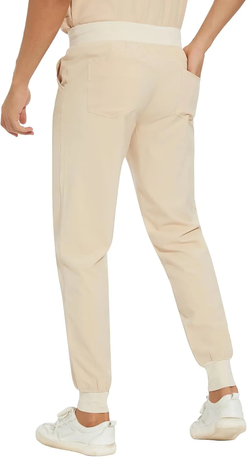 COZYFIT Scrub Pants for Men - Slim Jogger Pants with 5 Pockets, Yoga Waistband, Anti-Wrinkle Scrubs for Men
