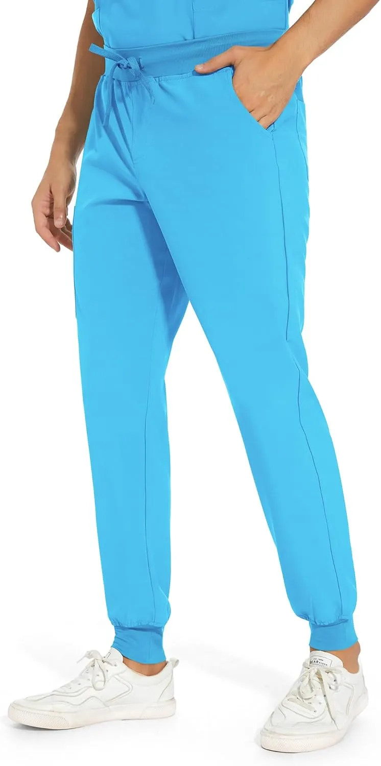 COZYFIT Scrub Pants for Men - Slim Jogger Pants with 5 Pockets, Yoga Waistband, Anti-Wrinkle Scrubs for Men