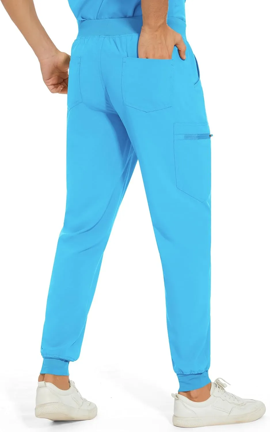 COZYFIT Scrub Pants for Men - Slim Jogger Pants with 5 Pockets, Yoga Waistband, Anti-Wrinkle Scrubs for Men