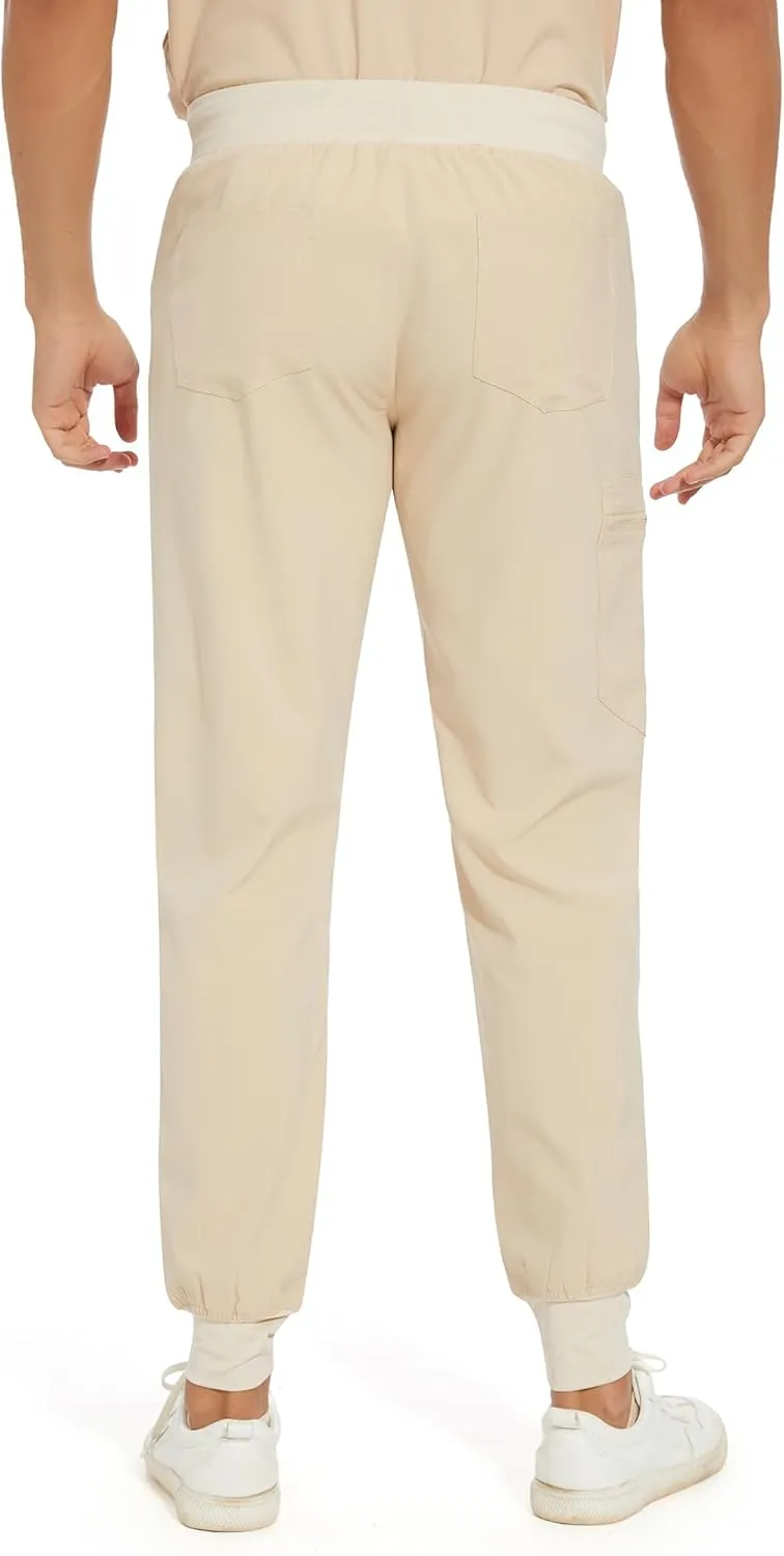 COZYFIT Scrub Pants for Men - Slim Jogger Pants with 5 Pockets, Yoga Waistband, Anti-Wrinkle Scrubs for Men