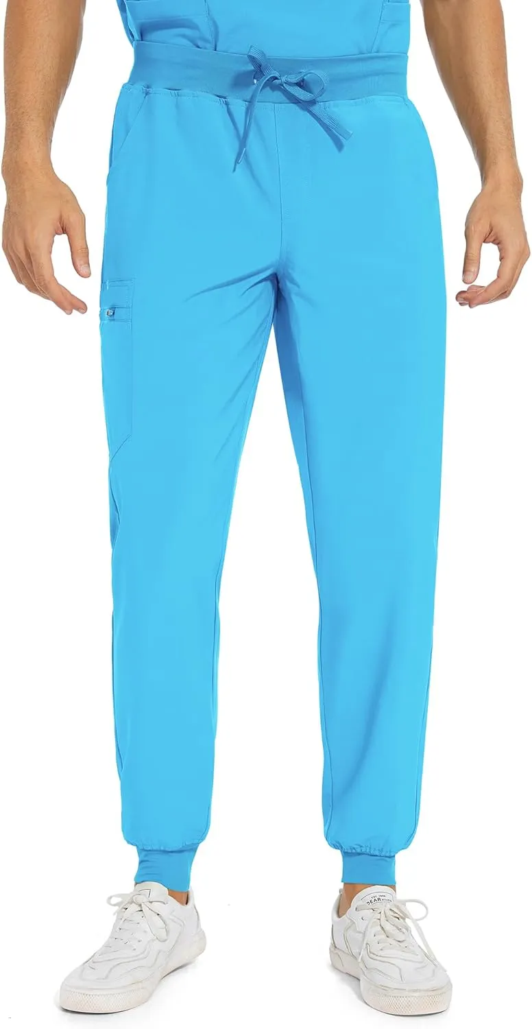 COZYFIT Scrub Pants for Men - Slim Jogger Pants with 5 Pockets, Yoga Waistband, Anti-Wrinkle Scrubs for Men