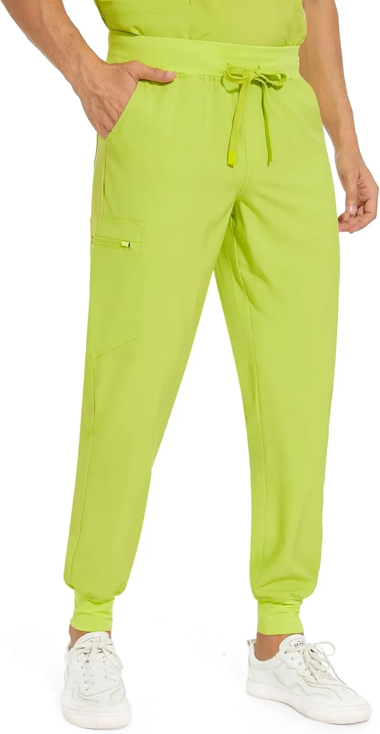 COZYFIT Scrub Pants for Men - Slim Jogger Pants with 5 Pockets, Yoga Waistband, Anti-Wrinkle Scrubs for Men