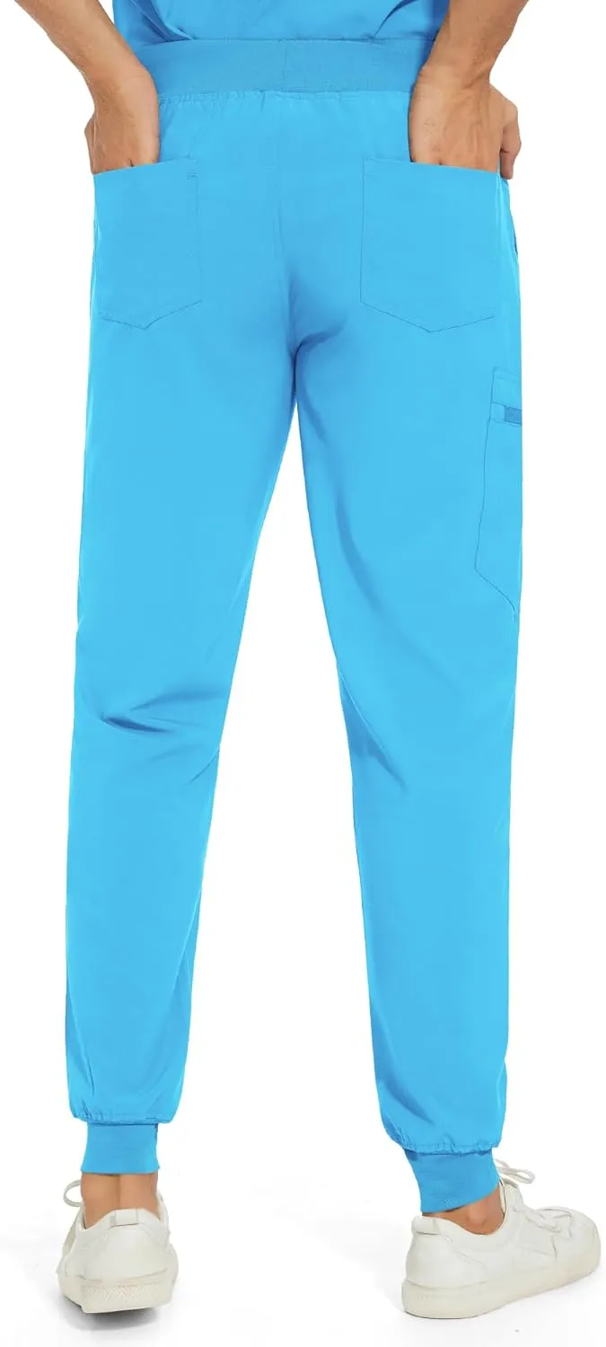 COZYFIT Scrub Pants for Men - Slim Jogger Pants with 5 Pockets, Yoga Waistband, Anti-Wrinkle Scrubs for Men