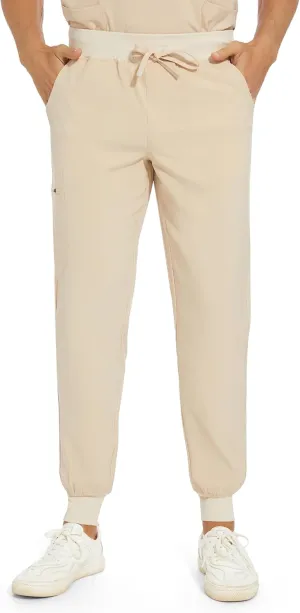 COZYFIT Scrub Pants for Men - Slim Jogger Pants with 5 Pockets, Yoga Waistband, Anti-Wrinkle Scrubs for Men