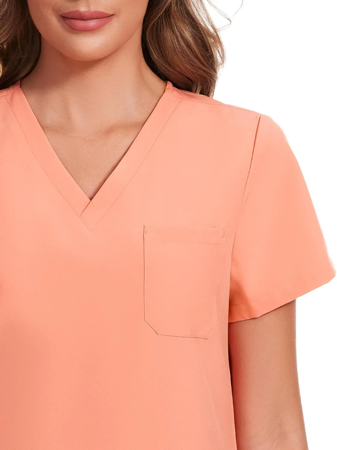 COZYFIT Scrubs for Women Set - Stretch V-Neck Scrub Top & Jogger Pant with 8 Pockets