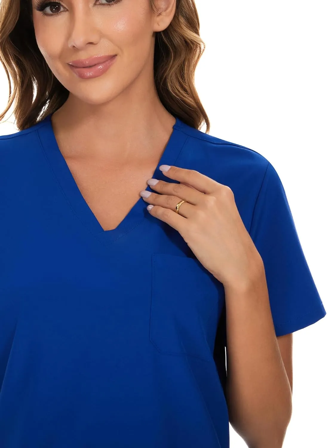 COZYFIT Scrubs for Women Set - Stretch V-Neck Scrub Top & Jogger Pant with 8 Pockets