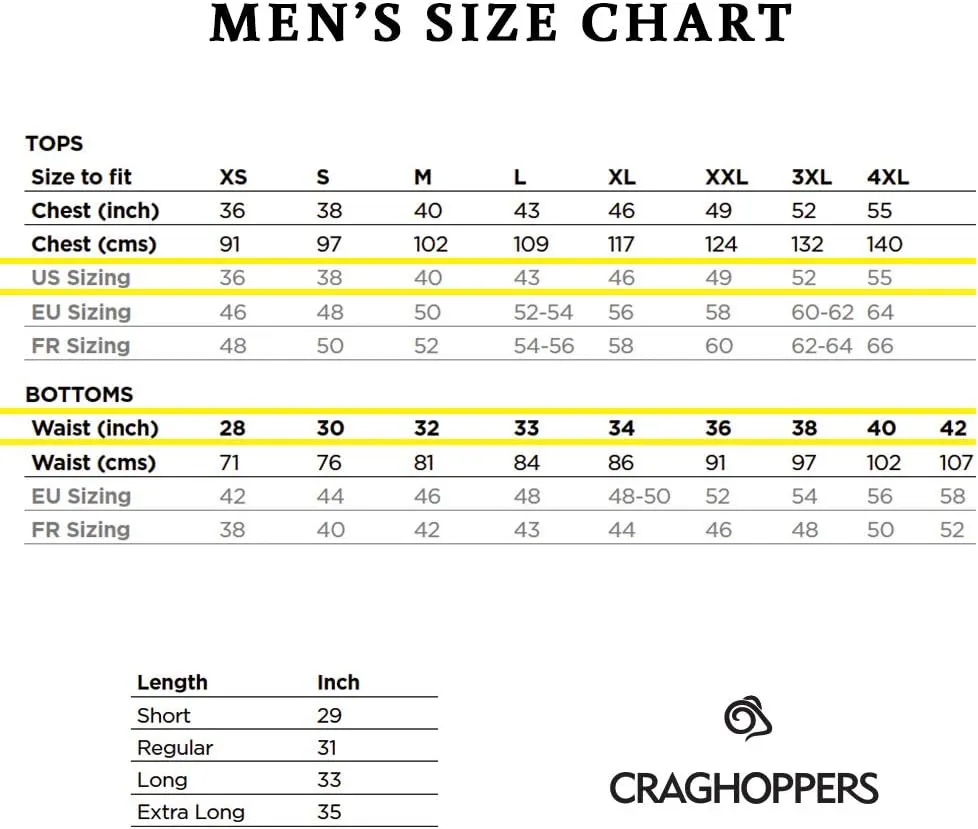 Craghoppers Men's Kiwi Pro Pants Active Fit Lightweight Stretchy UHP 50  Water Repellent Trousers