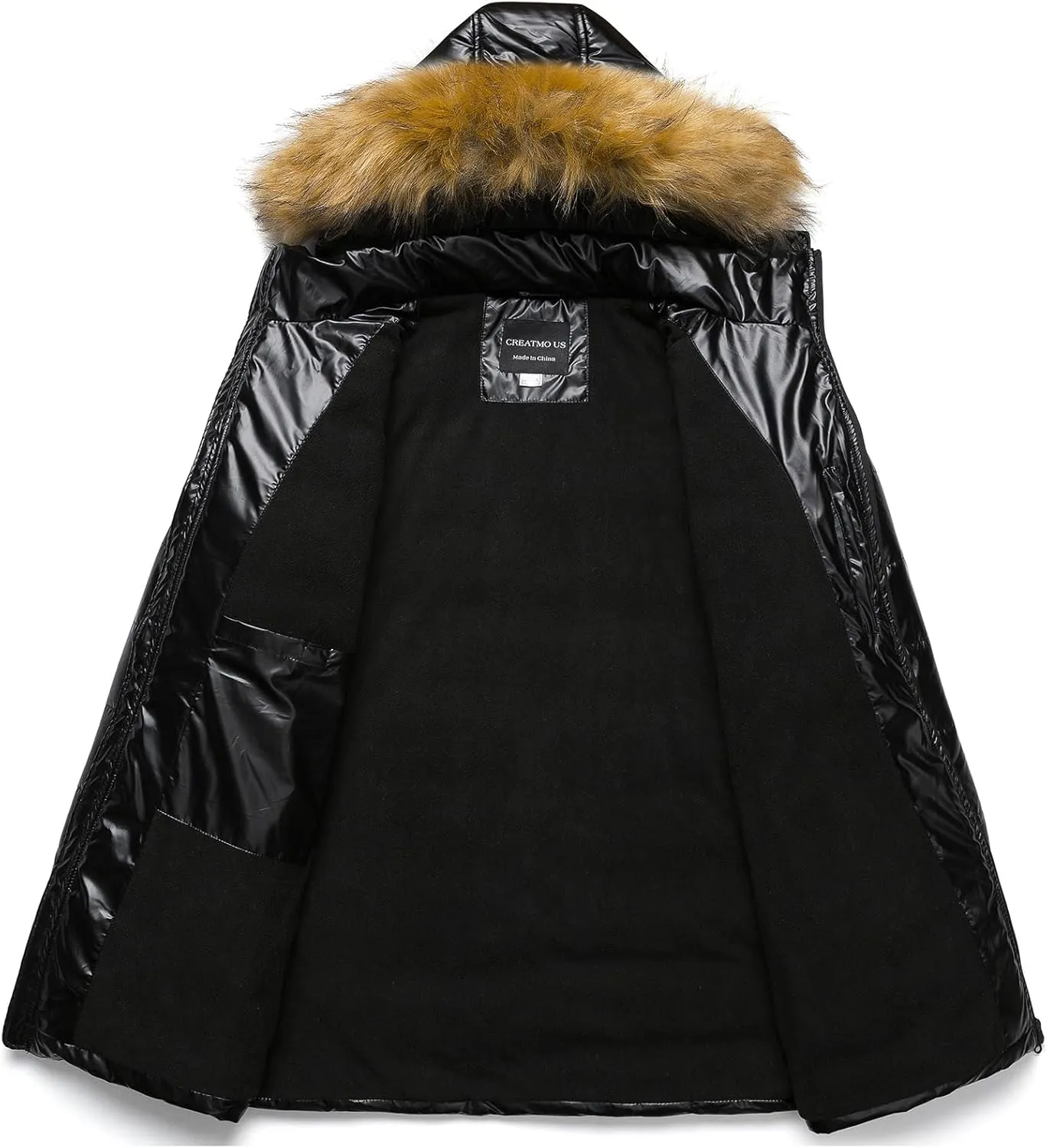 CREATMO US Women's Plus Size Winter Coats Long Puffer Jacket Fleece Lined Parka Removable Fur Hood Available in 1X To 5X