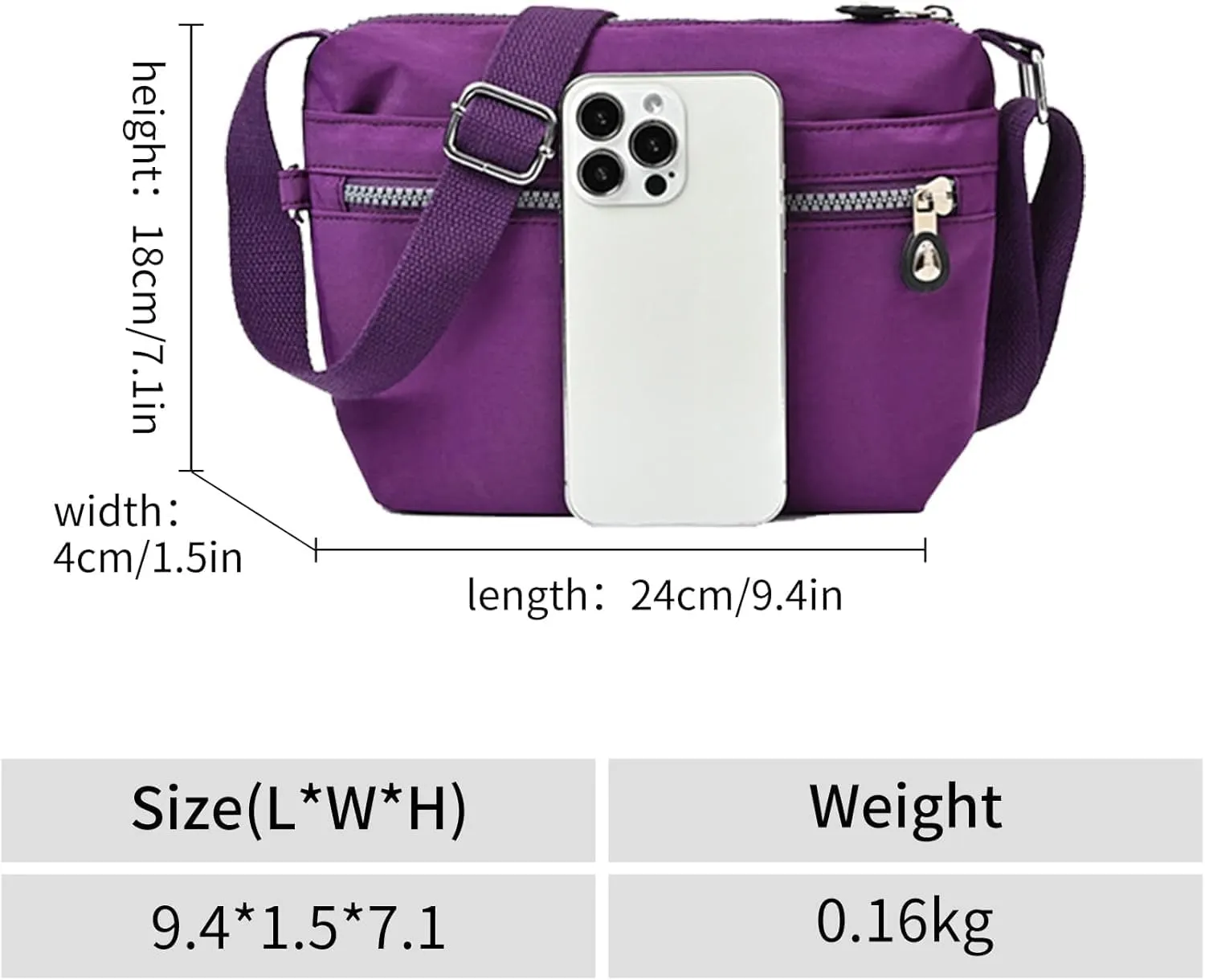 Crossbody Bag for Women Waterproof Shoulder Bag Casual Nylon Purse Handbag Lightweight Pocketbooks