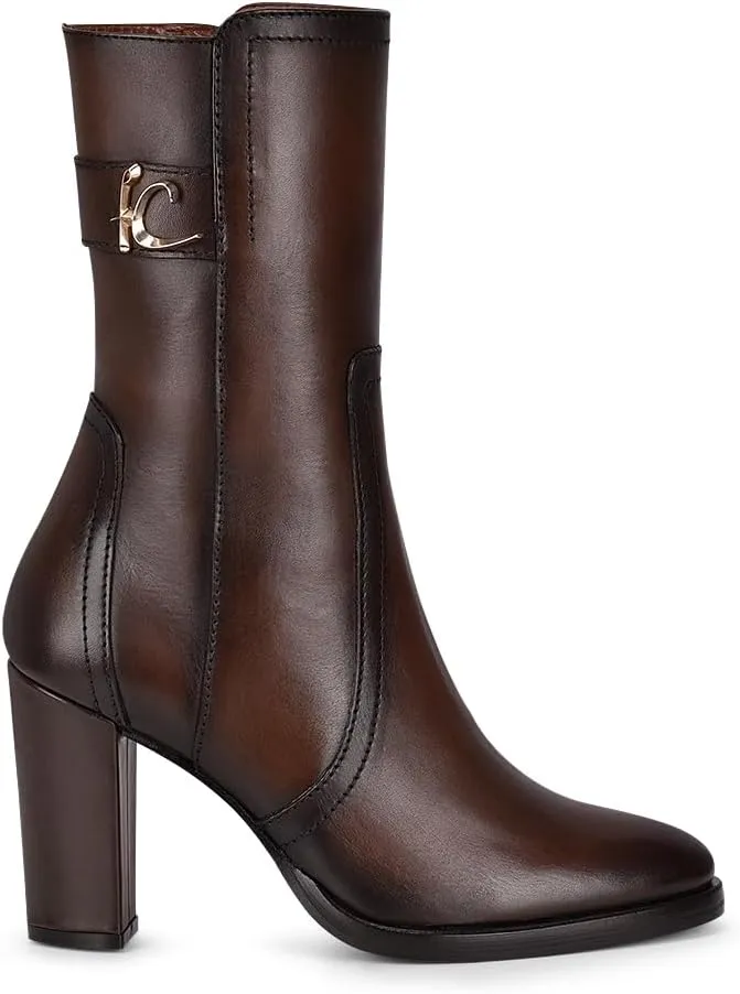 Cuadra FRANCO Women's Brown leather bootie with metallic symbol T32TSTS