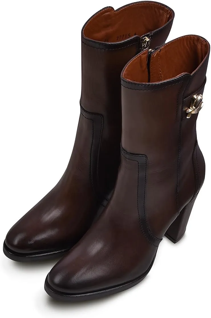 Cuadra FRANCO Women's Brown leather bootie with metallic symbol T32TSTS