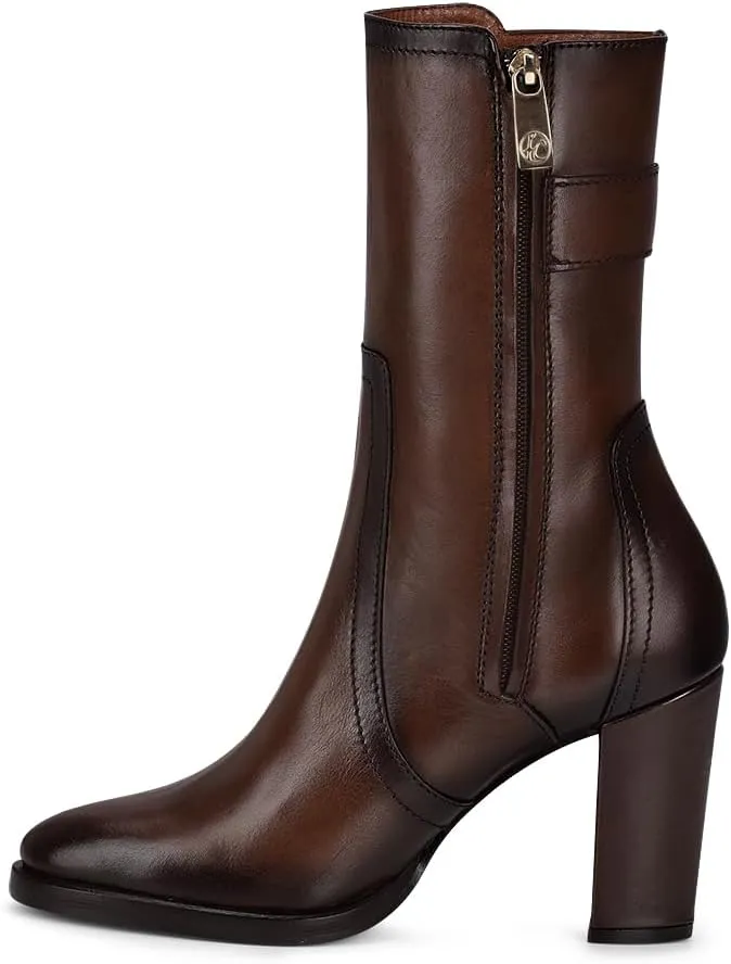 Cuadra FRANCO Women's Brown leather bootie with metallic symbol T32TSTS