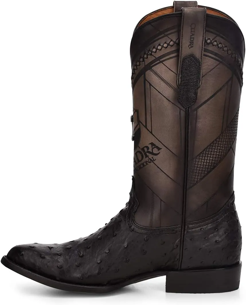 Cuadra Men's Cowboy Boot in Genuine Ostrich Leather and Bovine Leather