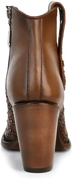 Cuadra Women's Leather Bootie with Swarovski Crystals and Zipper Brown