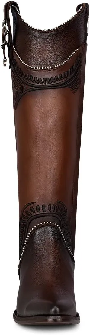 Cuadra Women's Tall Boot in Bovine Leather with Zipper Brown