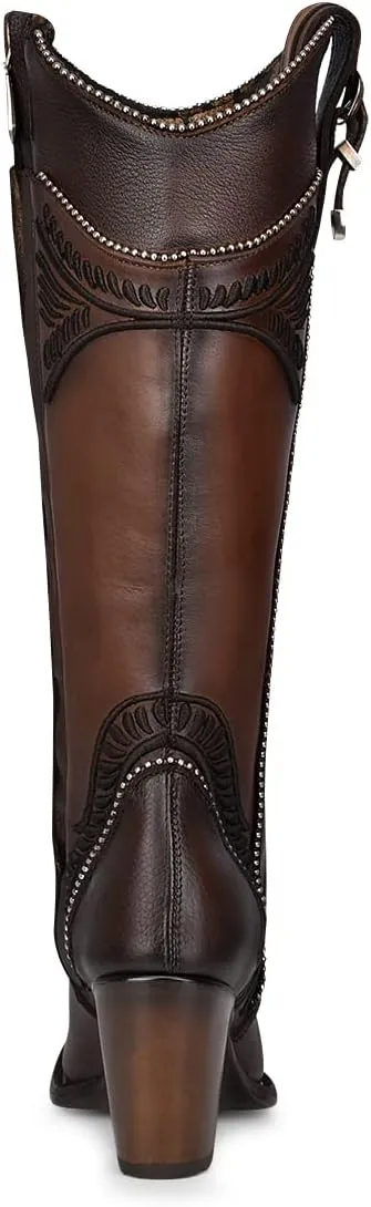 Cuadra Women's Tall Boot in Bovine Leather with Zipper Brown