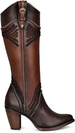 Cuadra Women's Tall Boot in Bovine Leather with Zipper Brown