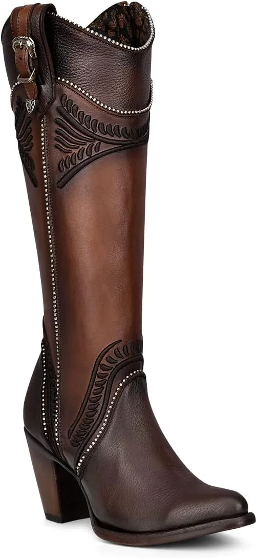 Cuadra Women's Tall Boot in Bovine Leather with Zipper Brown