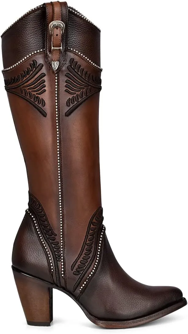 Cuadra Women's Tall Boot in Bovine Leather with Zipper Brown