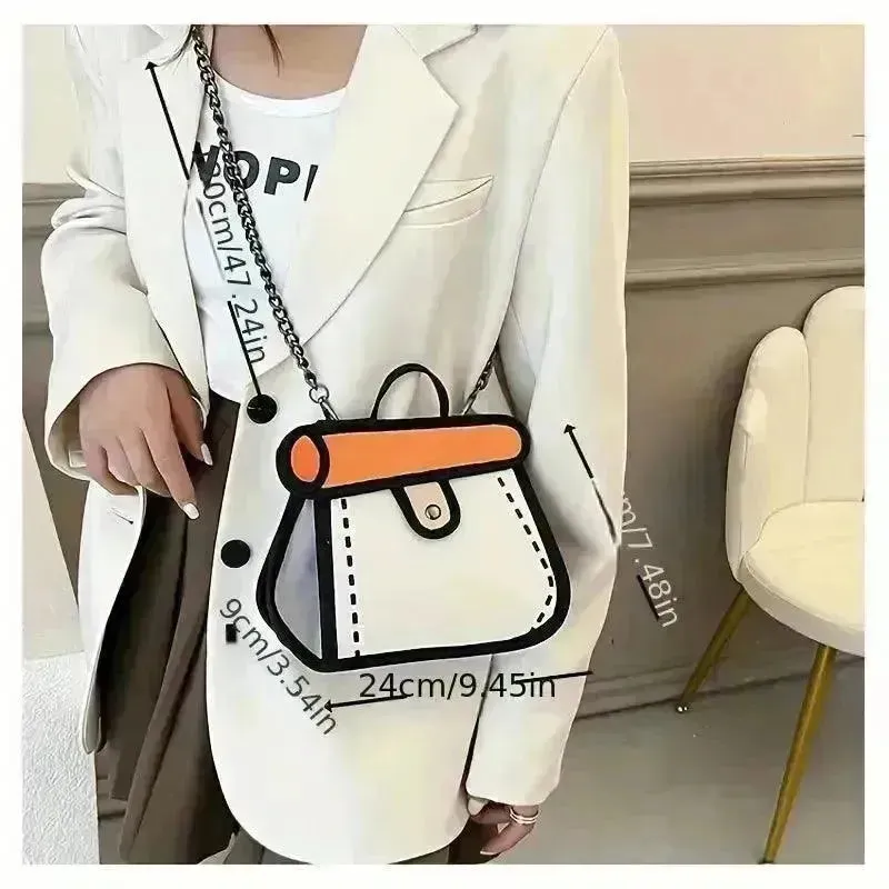 Cute 2D Cartoon Graphic Messenger Bag