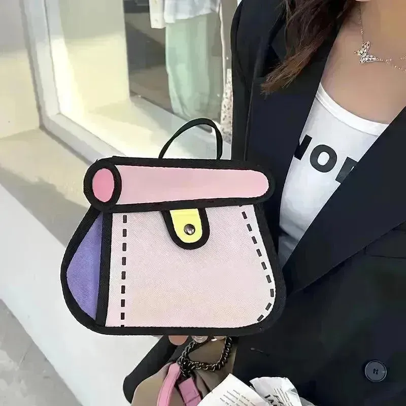 Cute 2D Cartoon Graphic Messenger Bag
